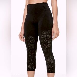 Lululemon reveal tights zen expression laser cut lace mesh net leggings 10